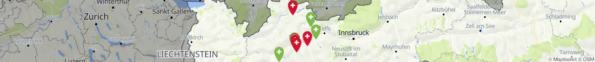 Kartenansicht für Apotheken-Notdienste in der Nähe von Nesselwängle (Reutte, Tirol)